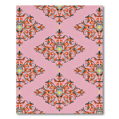 Pink Floral Medallion Abstract Composition Rug