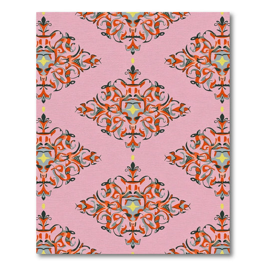 Pink Floral Medallion Abstract Composition Rug
