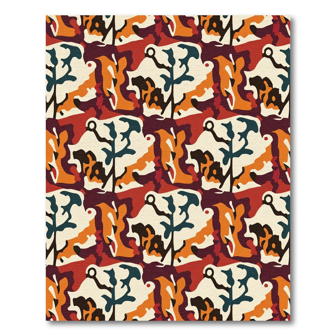 Bold Abstract Earth Tone Camouflage Rug