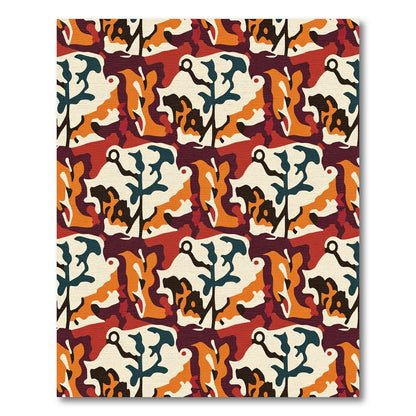 Bold Abstract Earth Tone Camouflage Rug