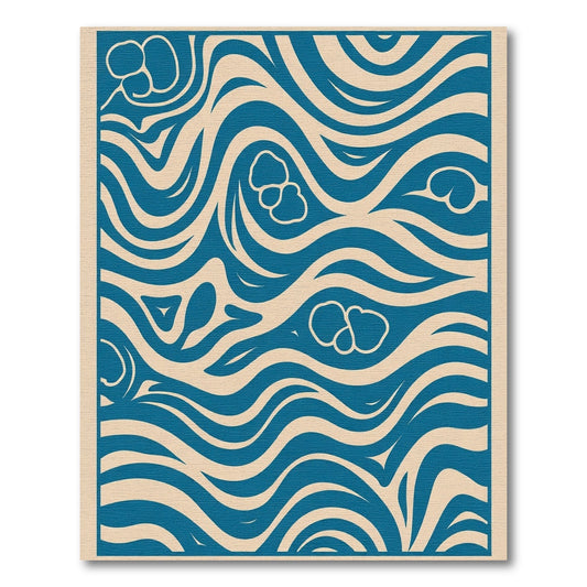 Teal Abstract Organic Wave Rug