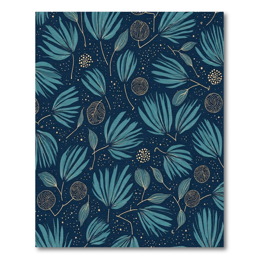 Deep Teal Tropical Leaf Medley Tapestry Rug