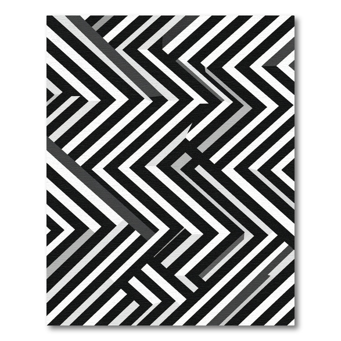 Monochrome Geometric Chevron Abstract Rug