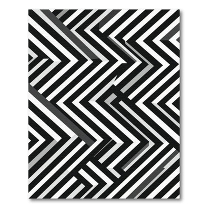 Monochrome Geometric Chevron Abstract Rug