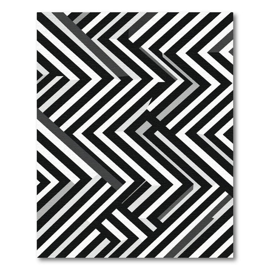 Monochrome Geometric Chevron Abstract Rug