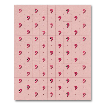 Pink Flamingo Grid Repeating Pattern Rug