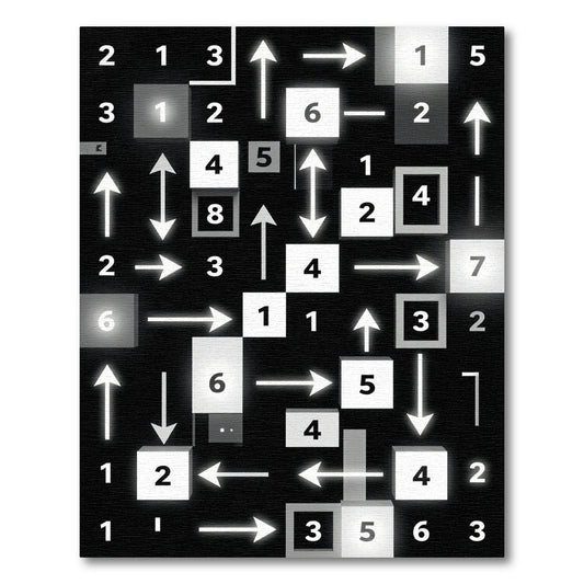 Black White Number Arrow Maze Rug