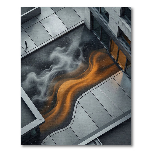 Orange Swirl Smoke Texture Rug