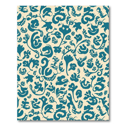 Teal Organic Floral Foliage Collage Rug