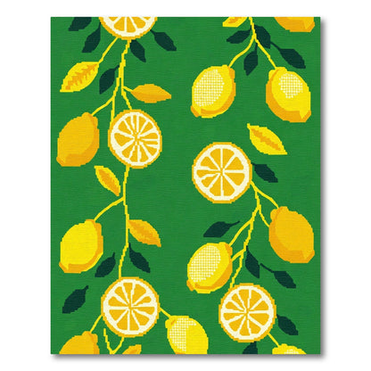 Sunny Yellow Lemon Branch Design Rug
