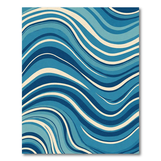 Mid Century Blue Wave Abstract Rug