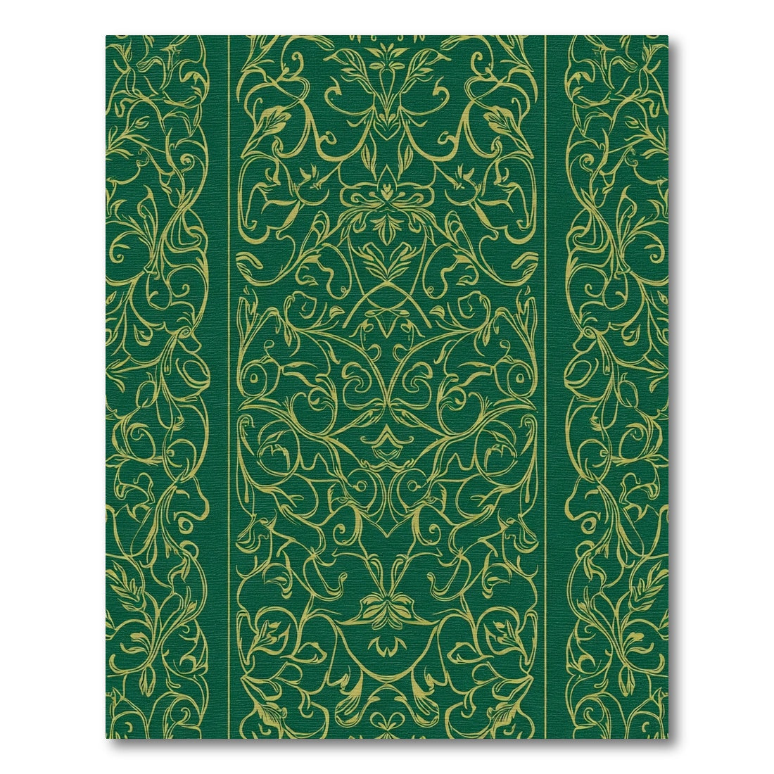 Emerald Green Gold Scrollwork Medallion Rug