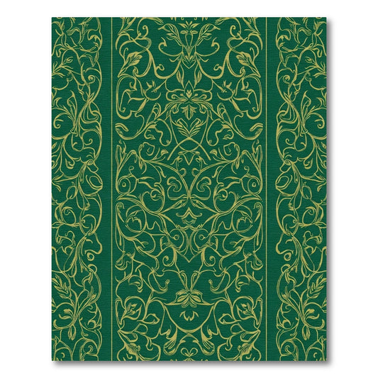 Emerald Green Gold Scrollwork Medallion Rug