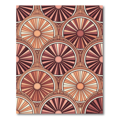 Art Deco Peach Sunburst Circles Rug
