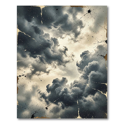 Stormy Sky Textured Gold Artistic Abstract Rug