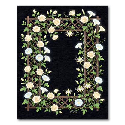 Cream Rose Morning Glory Trellis Rug