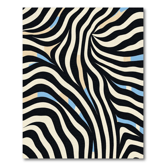 Modern Black White Zebra Wave Rug