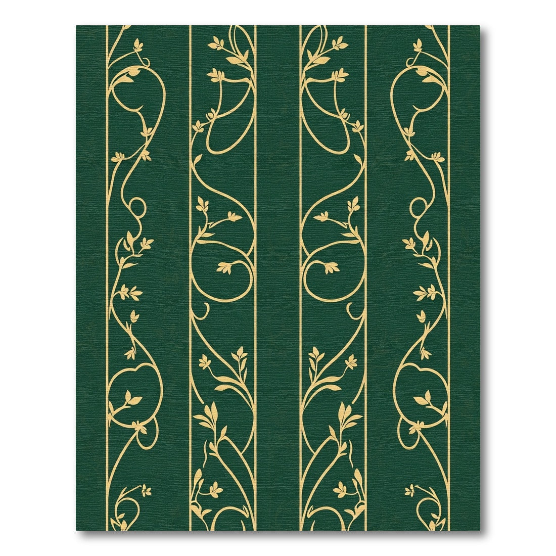 Emerald Green Golden Floral Stripe Rug