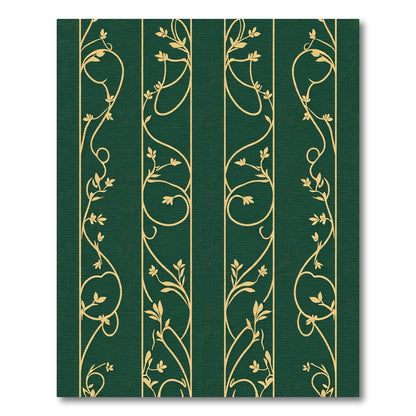 Emerald Green Golden Floral Stripe Rug