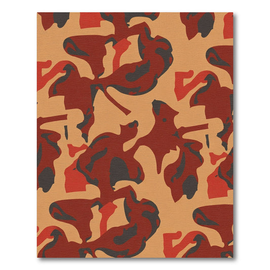 Red Brown Abstract Camo Swirl Rug