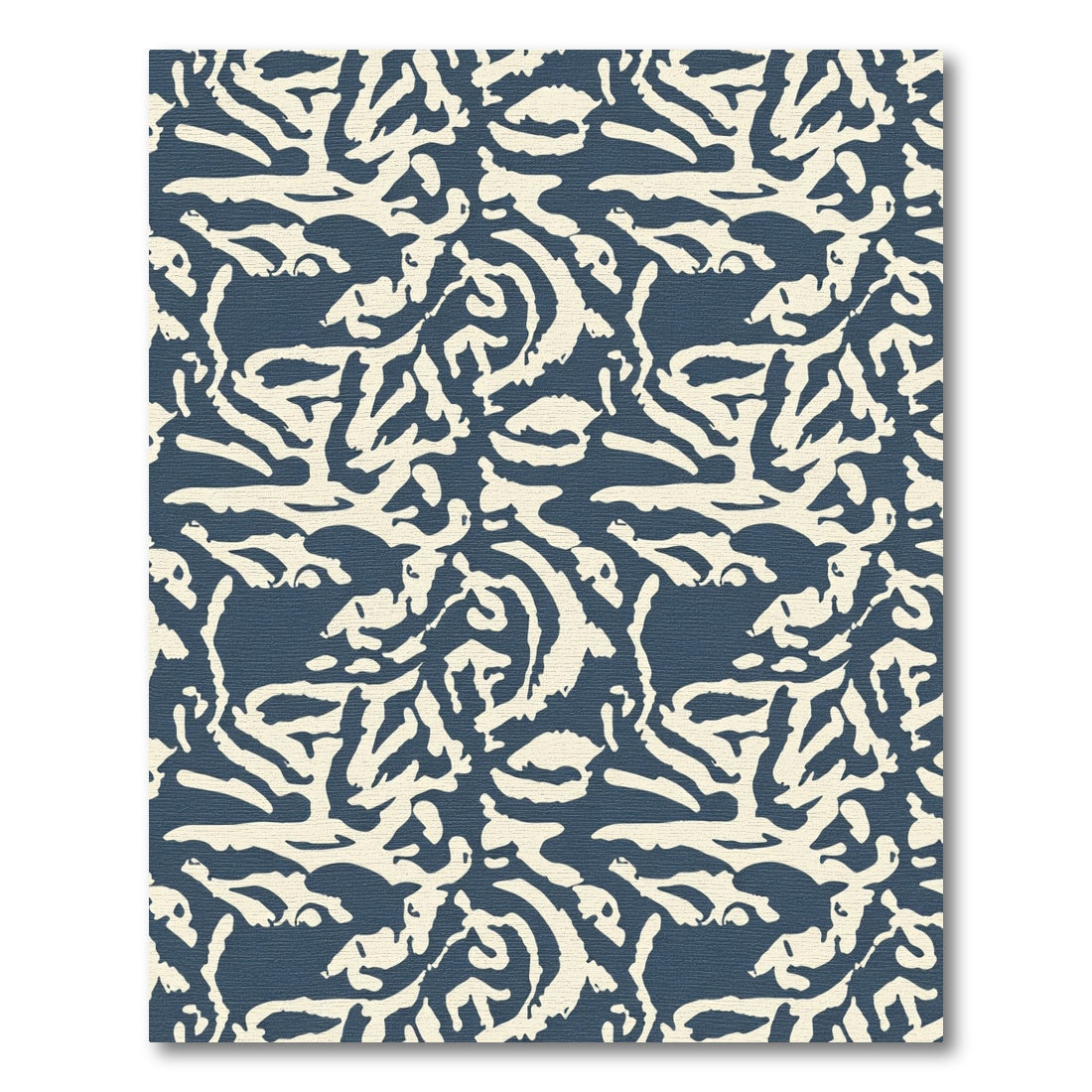 Cream And Navy Organic Swirl Rug