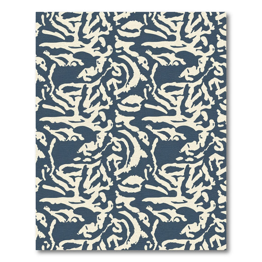 Cream And Navy Organic Swirl Rug