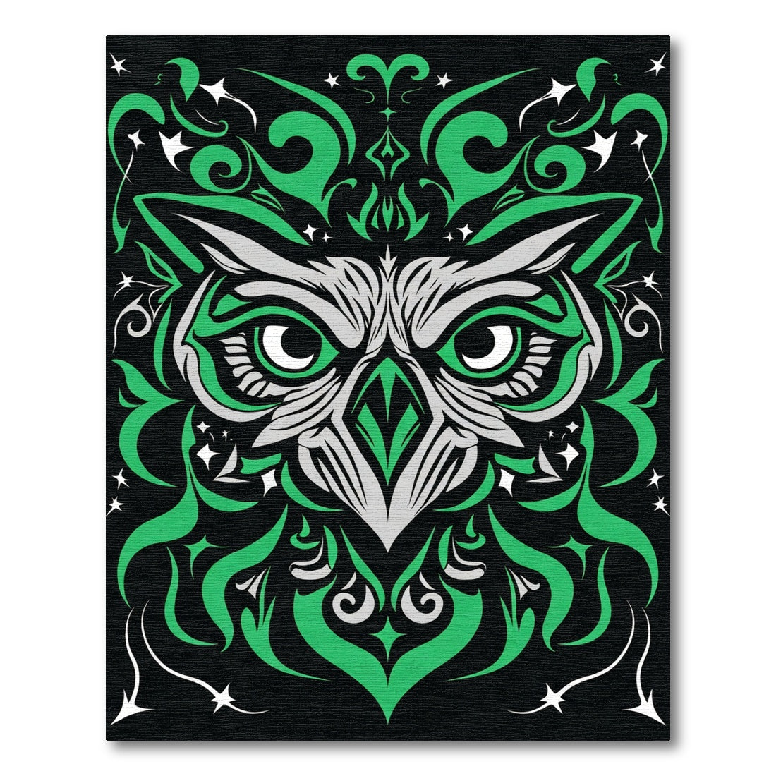 Emerald Green Owl With Swirls Rug