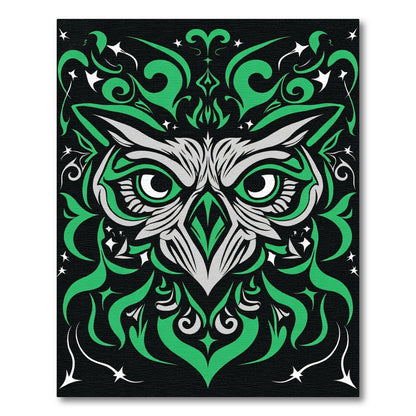 Emerald Green Owl With Swirls Rug