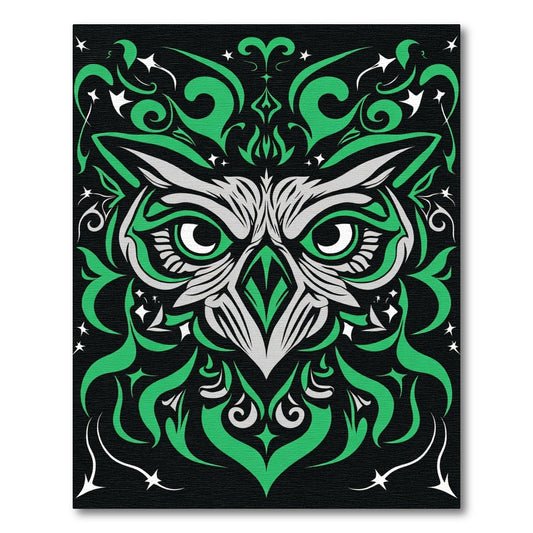 Emerald Green Owl With Swirls Rug