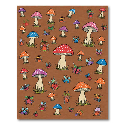 Whimsical Fungi and Insect Meadow Rug