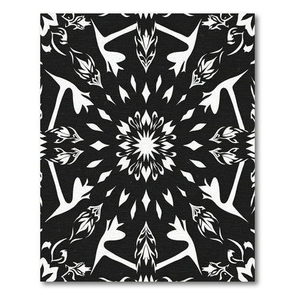 Monochromatic Floral Sunburst Medallion Rug
