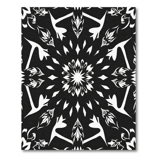 Monochromatic Floral Sunburst Medallion Rug