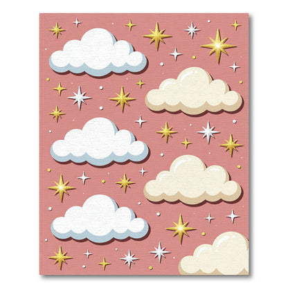 Whimsical Blush Pink Celestial Cloud Rug