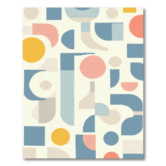 Retro Geometric Shapes Collage Rug