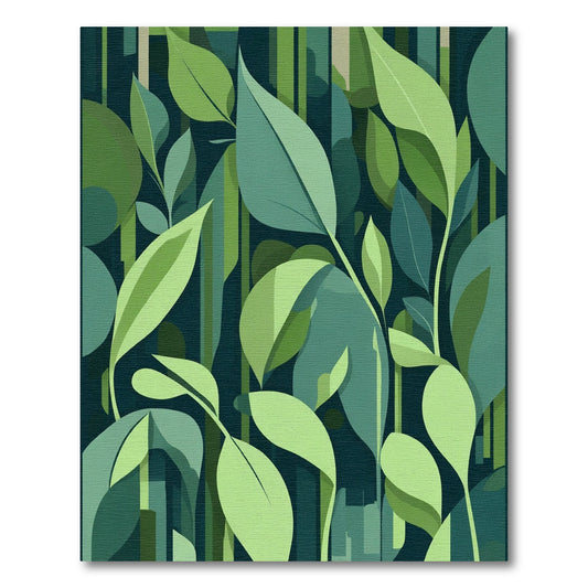 Verdant Foliage Geometric Stripe Rug