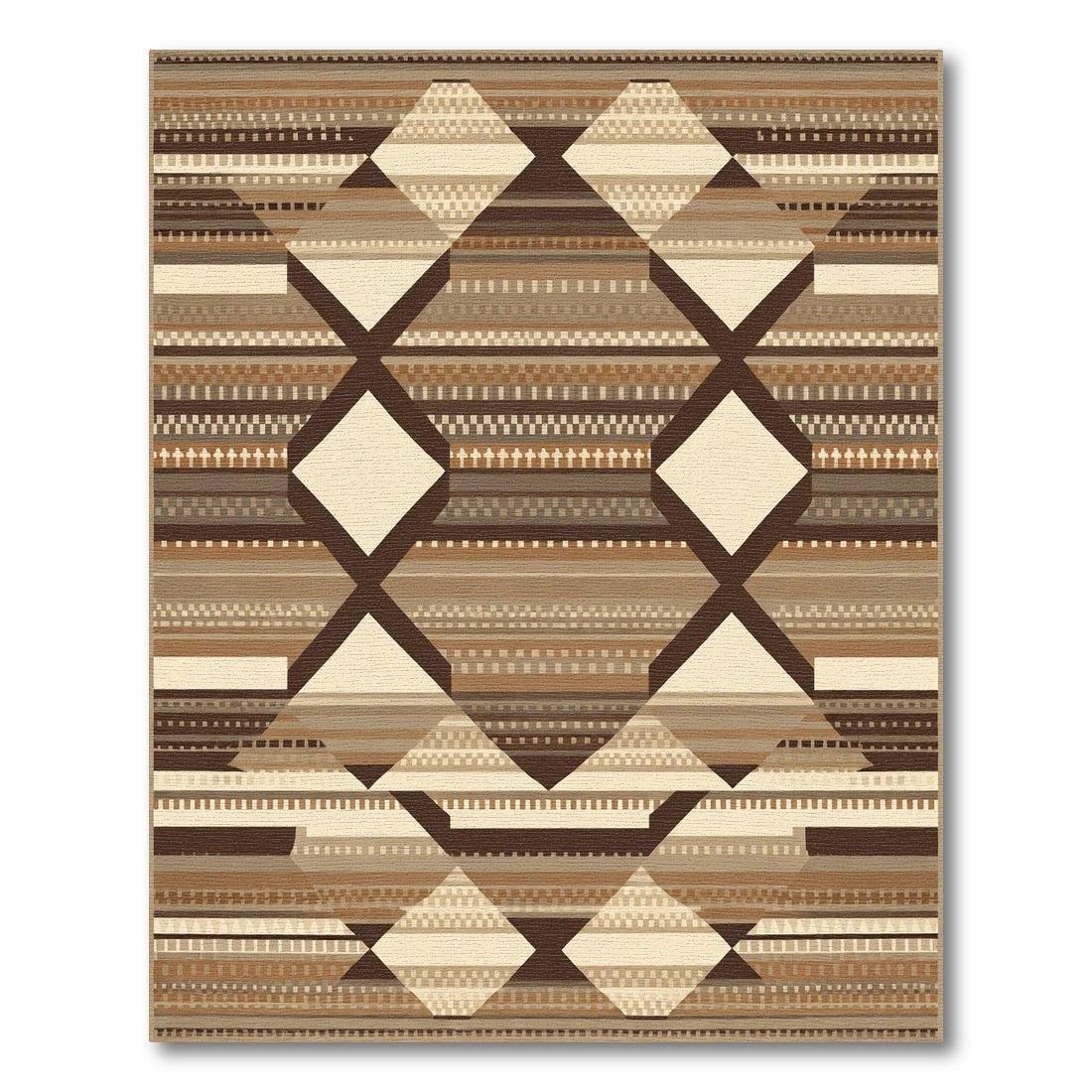 Earthy Geometric Striped Diamond Rug