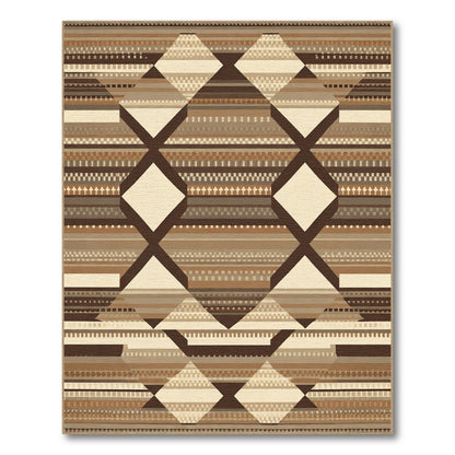 Earthy Geometric Striped Diamond Rug