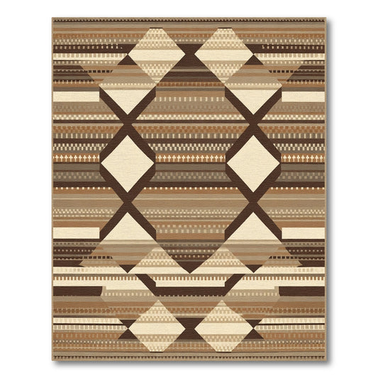 Earthy Geometric Striped Diamond Rug
