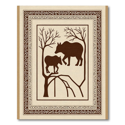 Brown Bear Family Woodland Landscape Figural Rug