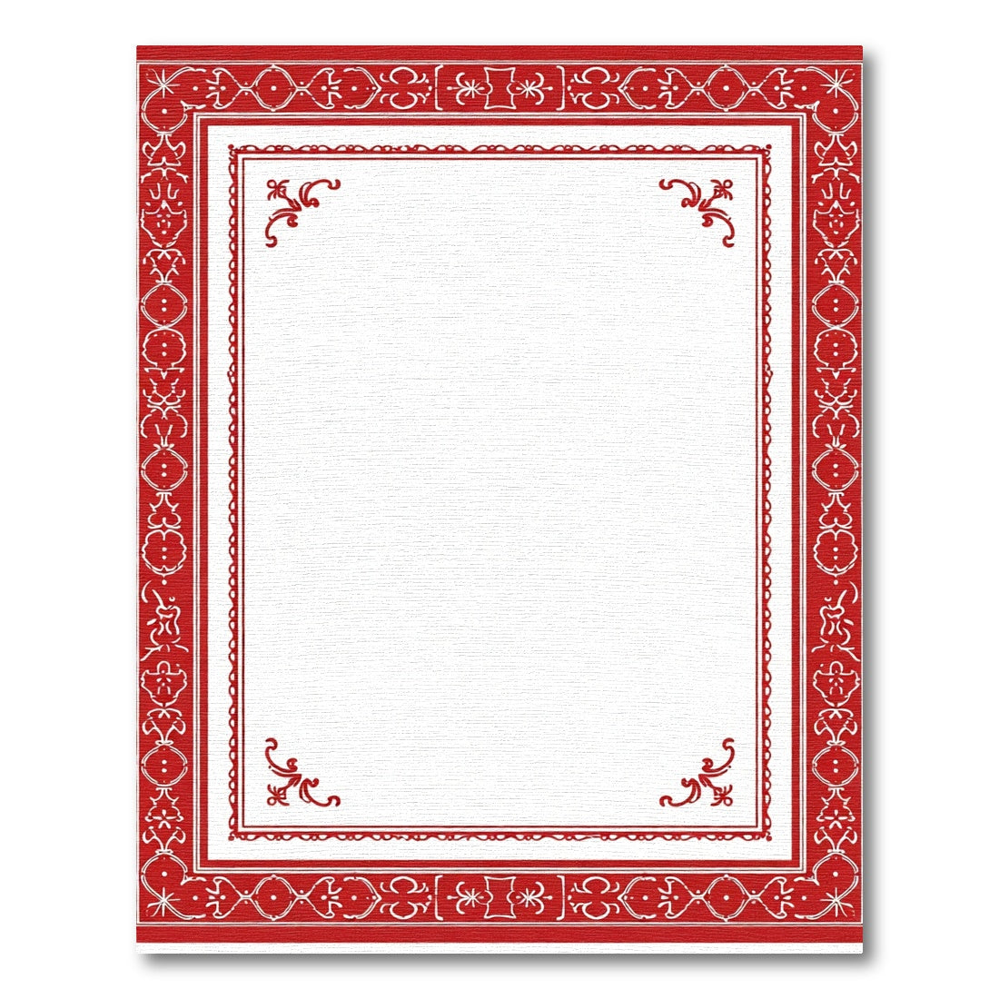 Crimson Ornate Scroll Border Rug