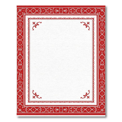Crimson Ornate Scroll Border Rug
