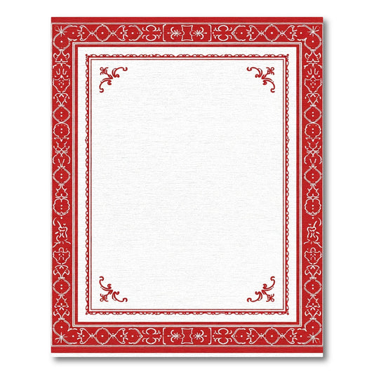 Crimson Ornate Scroll Border Rug