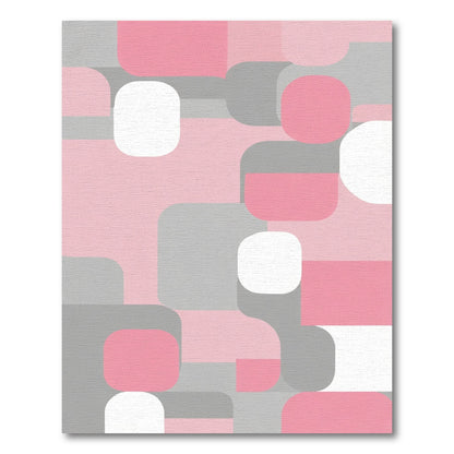 Soft Pink Gray Abstract Rectangles Rug