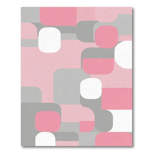 Soft Pink Gray Abstract Rectangles Rug