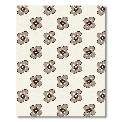 Brown Quatrefoil Floral Medallion Rug