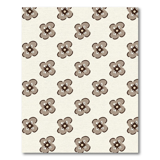 Brown Quatrefoil Floral Medallion Rug