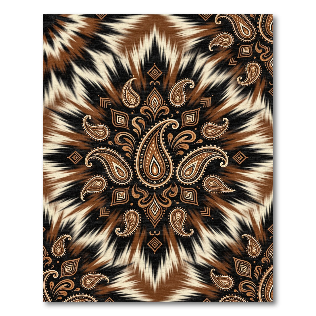 Earthy Bandana Paisley Radiating Burst Rug