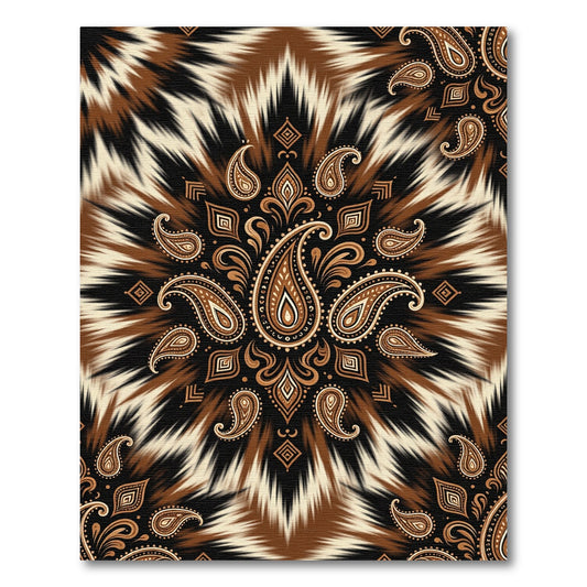 Earthy Bandana Paisley Radiating Burst Rug