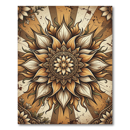 Golden Floral Mandala Radiance Rug