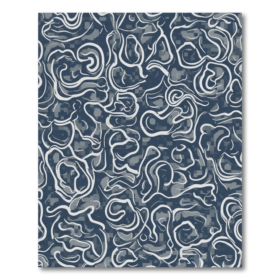 Navy Blue Swirl Abstract Surface Rug